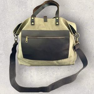 Garuglieri Italy Canvas And Genuine Leather Travel Tote Bag